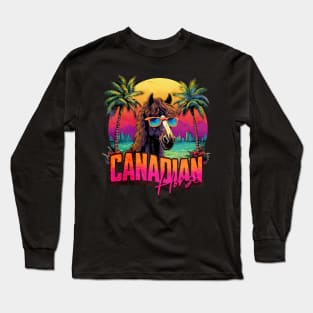 Retro Wave Brown Canadian Horse Good Vibes Long Sleeve T-Shirt